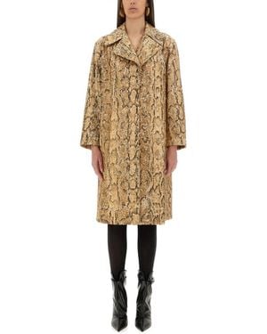 Dries Van Noten Long Coat With Sequins - Natural