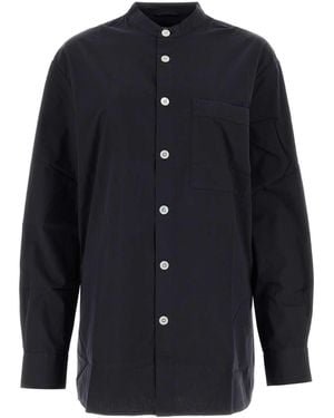 Tekla Slate Cotton Pyjama Shirt - Blue
