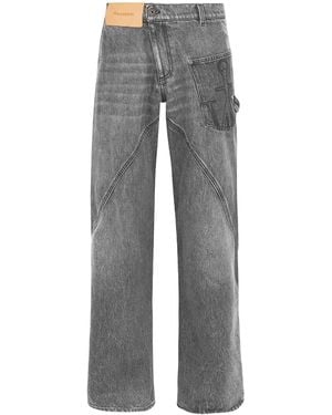 JW Anderson High-Rise Straight Leg Jeans With Twisted Seams - Gray