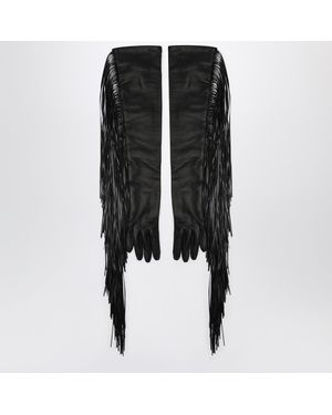 Sportmax Long Gloves With Fringes - Black