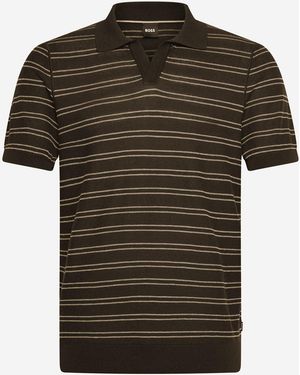 BOSS Gestreiftes Poloshirt aus Baumwollmischung - Grün