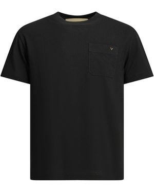 Valentino "Vltn" Camiseta Con Cuello Redondo - Negro