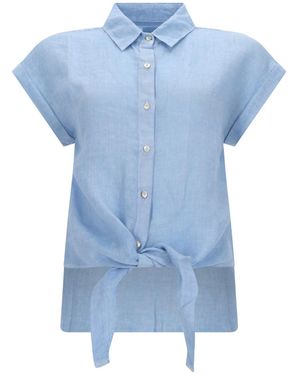 120% Lino 100% Linen Mini Shirt - Blue