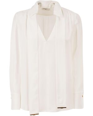 Elisabetta Franchi Viscose Georgette Shirt With Sash - White