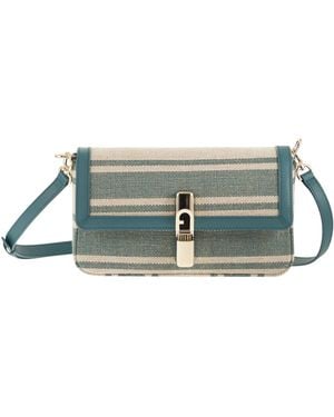 Furla Iride Leather And Fabric Bag S - Green