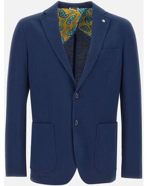Manuel Ritz Blauer Stretch-Cotton-Blazer