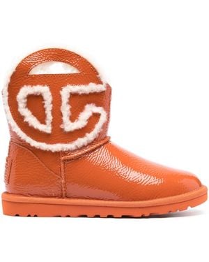UGG X TELFAR Crinkle-texture Leather Ankle Boots - Orange