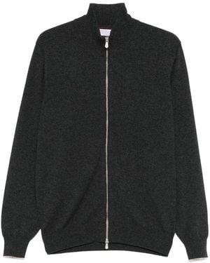 Brunello Cucinelli Cashmere Zipped Cardigan - Black