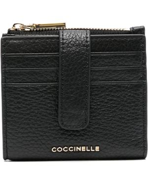 Coccinelle Kleines Metallic Soft Portemonnaie - Schwarz