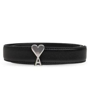 Ami Paris Ceinture Boucle De Coeur 25 Mm - Negro