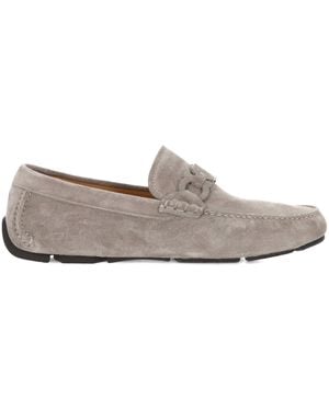 Ferragamo Gancini Gray Suede Loafers - Grijs