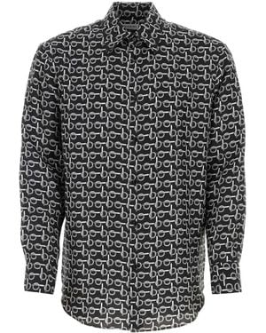 Burberry Printed Silk Oversize Shirt - Gray