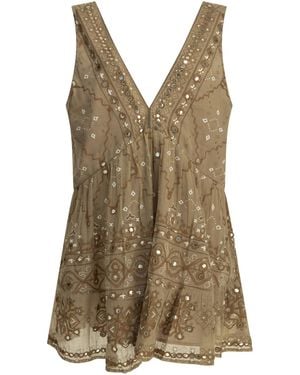 Juliet Dunn Short A-Line Dress - Brown