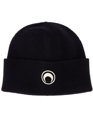 Marine Serre Schwarze Woll Beanie Mütze