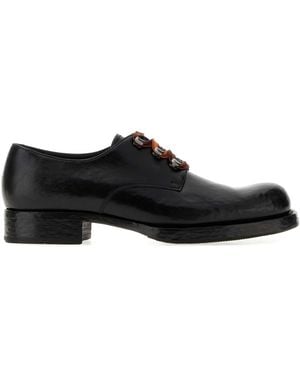 Prada Leather Lace Up Shoes - Black