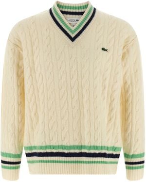 Lacoste Suéter de lana trenzada - Neutro