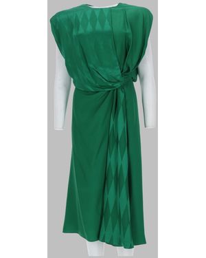 Versace Silk-Blend Draped Midi Dress - Green