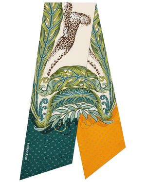 Ferragamo Seidenschal Mit Madras-Print - Blau