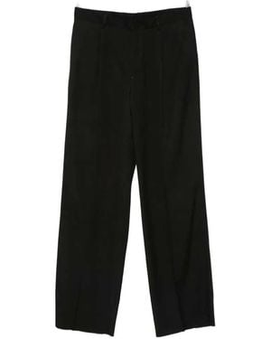 Lardini Wide Leg Pants With Pressed Pleats - Black