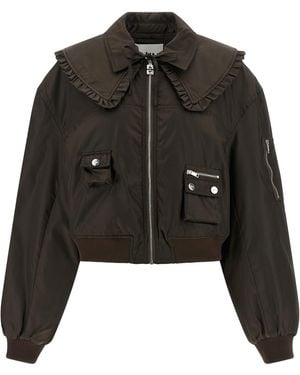 Ganni Bomberjacke "Duchesse Nylon". - Schwarz