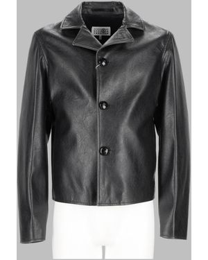 MM6 by Maison Margiela Button-Front Faux Leather Jacket - Black