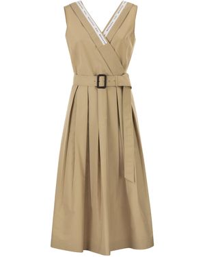 Robe Weekend Max Mara Manches 3/4 – Imprimé Fleurs Beige Et Marron, Taille L 40/42, Occasion TB état