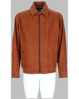 BOSS Cowhide Leather Sports Jacket - Brown