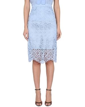 Burberry Chic Midi Skirt With Concealed Back Zipper - Blue