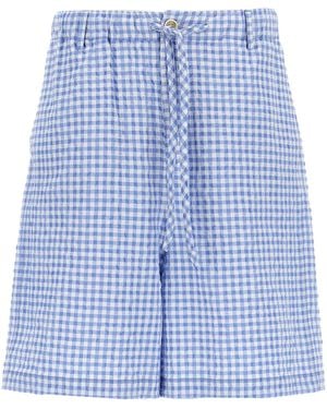 Marni Vichy Print Cotton Blend Bermuda Shorts - Blau
