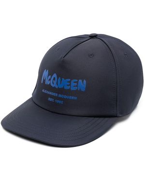 McQueen Baseballkappe Mit Graffiti-Print - Blau