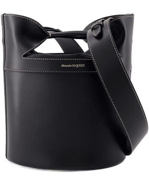 McQueen El bucket Bow Crossbody Alexander Mc Queen Leather Black - Negro