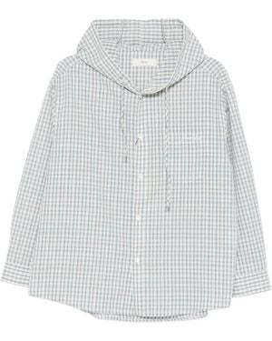 DUNST Checked Hooded Shirt - White