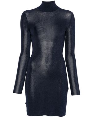 Self-Portrait Viscose Knit Mini Dress - Blue