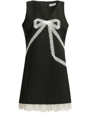 Self-Portrait Short Sheath Dress With Bow - Black