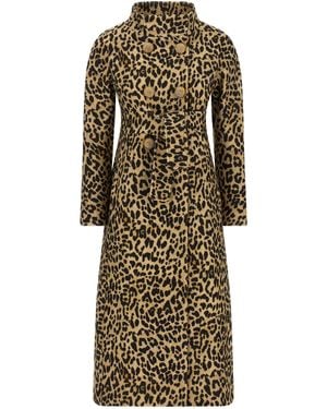 Valentino Garavani Coat Animal Print Cloth Coats And Trench Coats - Natural