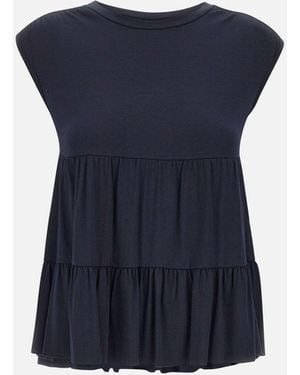 Kaos Sleeveless Flounced Viscose Top - Blue