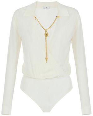 Elisabetta Franchi V Necked Bodysuit - White