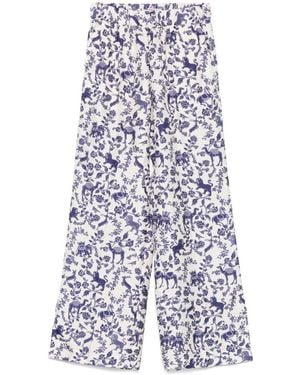 Alberto Biani Printed Silk Trousers - White