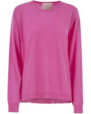 Vanisé Cashmere Crew-Neck Sweater With Fluid Silhouette - Pink