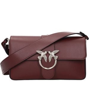 Pinko Love Shoulder Bags Leather/Burgundy - Purple