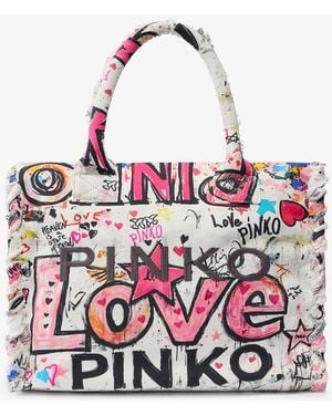 Pinko Cotton Shopper Bag - White