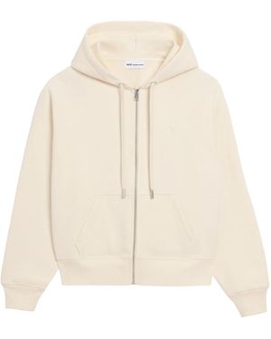 Ami Paris Sweat à capuche zippé avec Ami De Coeur embossé ton sur ton - Neutre