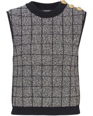 Balmain Tweed Tank Top - Grey