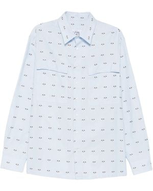 LC23 Embroidered Dogs Shirt - White