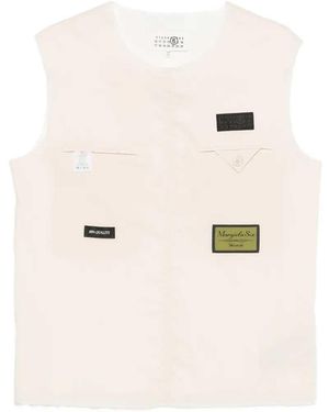 MM6 by Maison Margiela Vest With Logo Patch - Natural