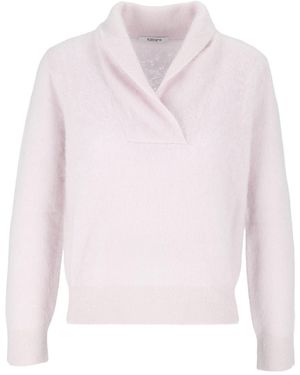 Kangra Cashmere Brushed Cashmere Shawl Collar Top - Pink