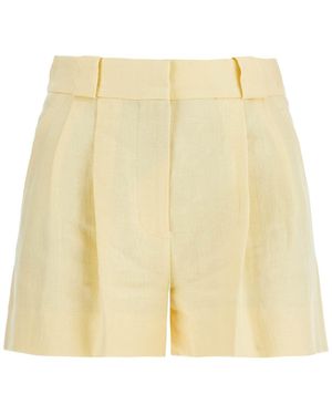 Blazé Milano Light High Waisted Linen Shorts - Natural