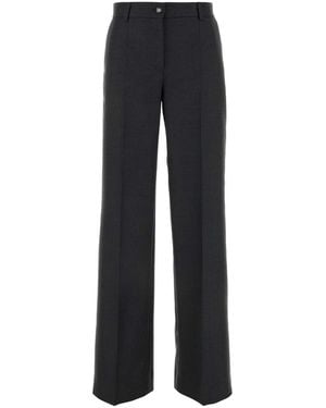Dolce & Gabbana Wool Trousers With Creases - Black