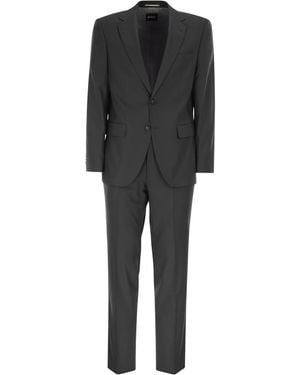 BOSS Costume stretch en laine vierge mélangée - Noir