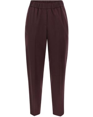 Peserico Virgin Wool Pants With Elasticated Waistband - Purple